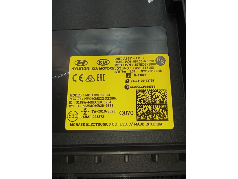 Recambio de modulo electronico para hyundai i20 iii (bc3, bi3) 1.0 t-gdi referencia OEM IAM 95400Q0070 3S7BD31000 2020