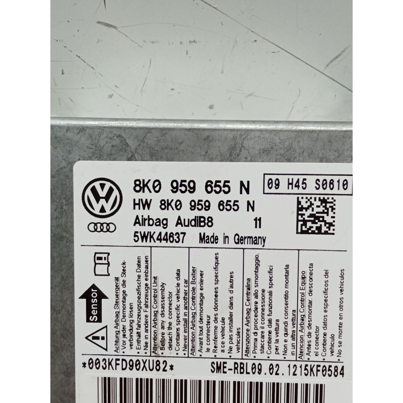 Recambio de centralita airbag para audi a4 ber. (b8) s line sportpaket / plus referencia OEM IAM 8K0959655N 5WK44637 2011