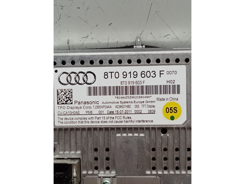 Recambio de pantalla multifuncion para audi a4 ber. (b8) s line sportpaket / plus referencia OEM IAM 8T0919603F A234507HBD 
