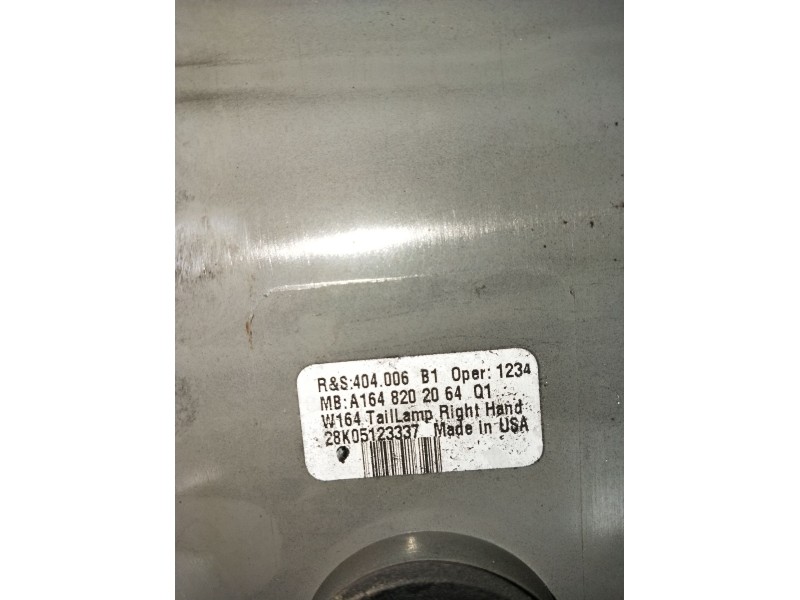 Recambio de piloto trasero derecho para mercedes-benz clase m (w164) ml 350 4-matic (164.186) referencia OEM IAM A1648202064Q1 4