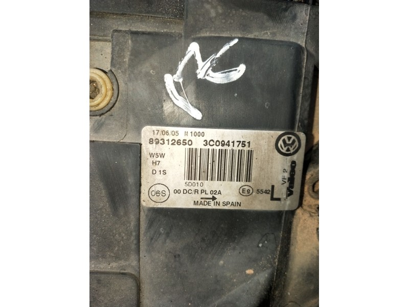 Recambio de faro izquierdo para volkswagen passat b6 (3c2) 2.0 tdi 16v referencia OEM IAM 89312650 3D0907391B XENON 2005