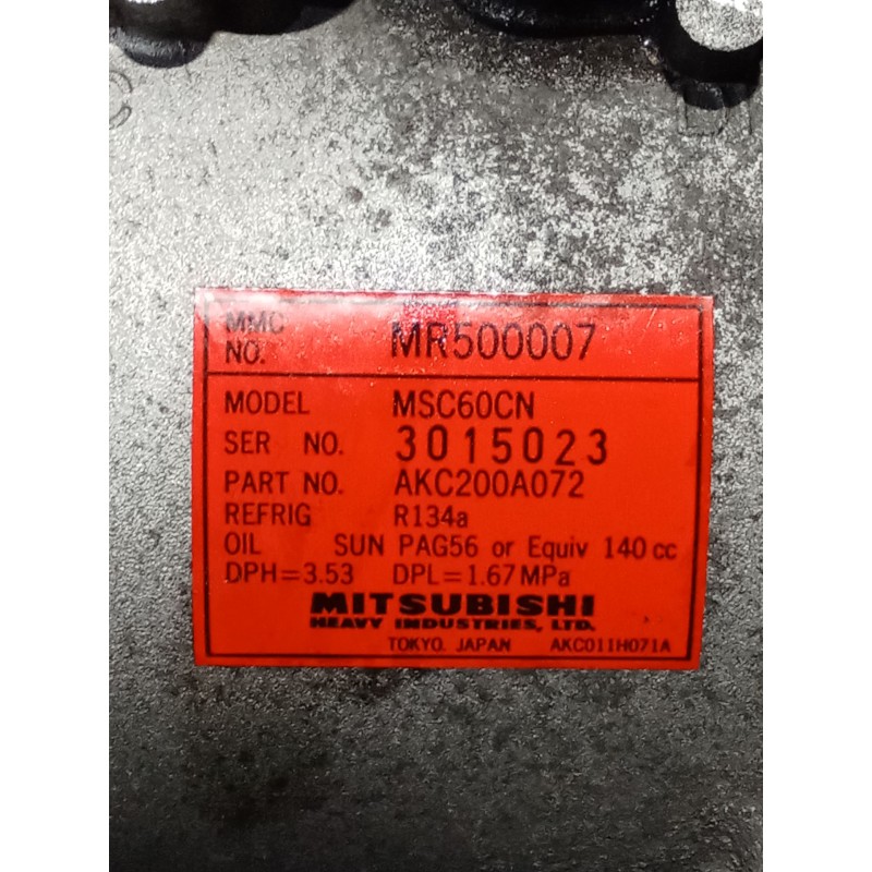 Recambio de compresor aire acondicionado para mitsubishi carisma (da_) 1.8 16v gdi (da2a) referencia OEM IAM MR500007 MSC60CN AK