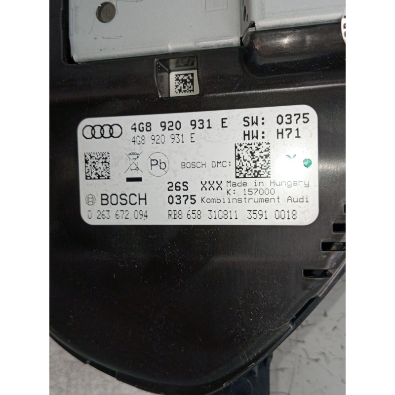 Recambio de cuadro instrumentos para audi a7 sportback (4ga, 4gf) 3.0 tdi quattro referencia OEM IAM 4G8920931E 0263672094 2010