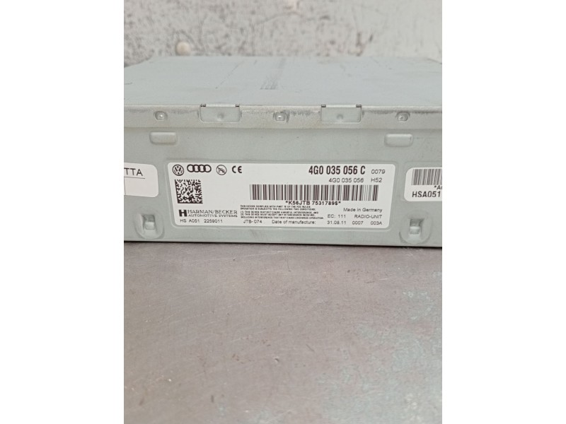 Recambio de sistema audio / radio cd para audi a7 sportback (4ga, 4gf) 3.0 tdi quattro referencia OEM IAM 4G0035056C HSA05122590