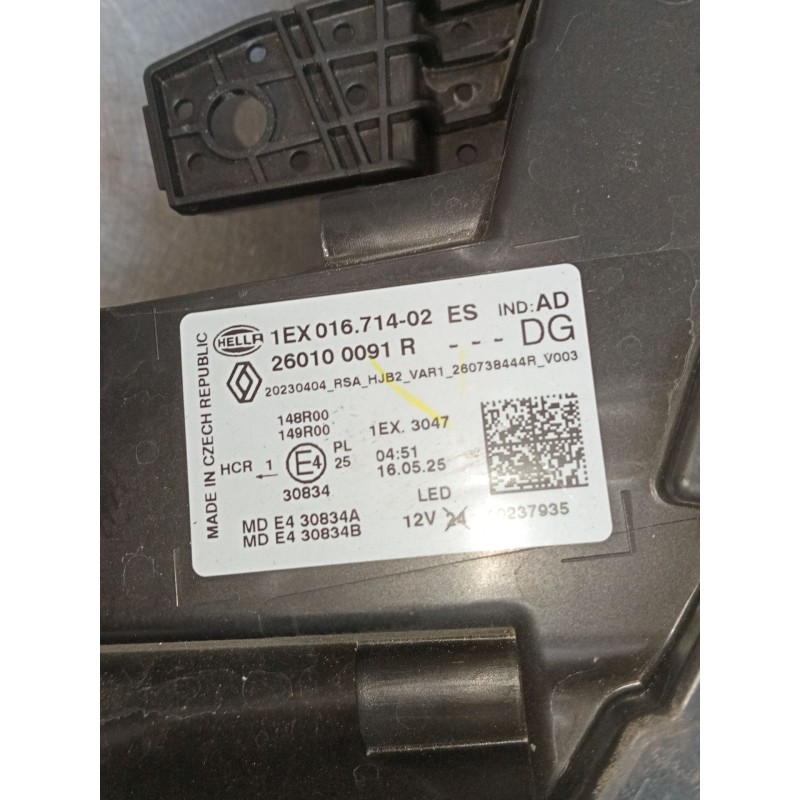 Recambio de faro derecho para renault captur iii captur e-tech hybrid referencia OEM IAM 260100091R 1EX01671402 20230404 