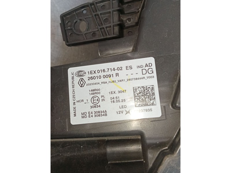 Recambio de faro derecho para renault captur iii captur e-tech hybrid referencia OEM IAM 260100091R 1EX01671402 20230404 