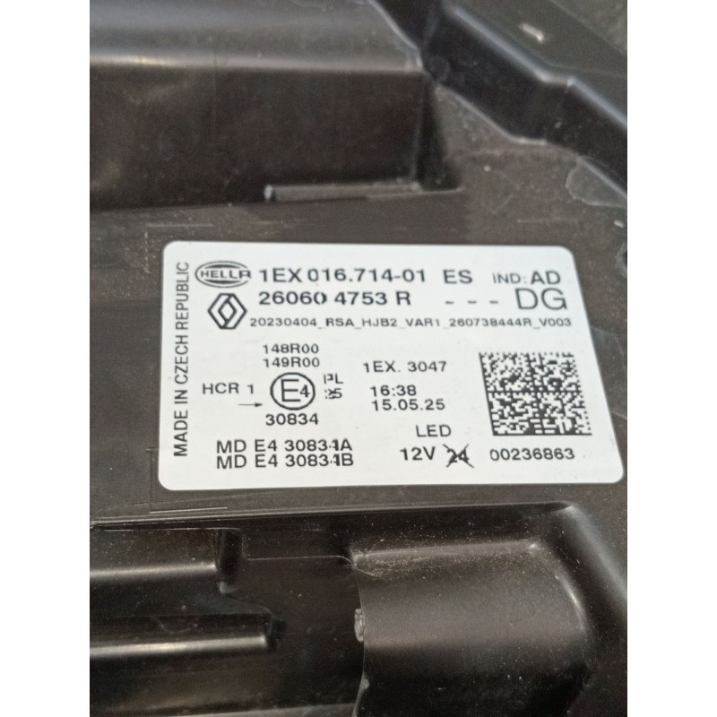 Recambio de faro izquierdo para renault captur iii captur e-tech hybrid referencia OEM IAM 260604753R 1EX01671401 20230404 00236