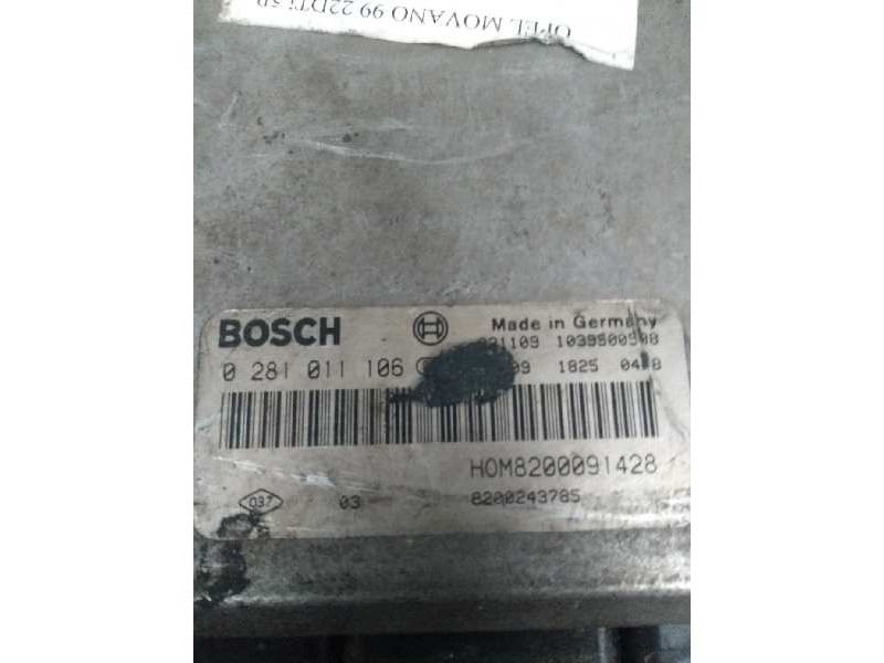 Recambio de centralita motor uce para opel movano referencia OEM IAM 0281011106 HOM8200091428 8200243785