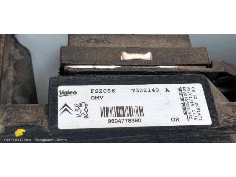 Recambio de electroventilador para citroen c5 berlina exclusive referencia OEM IAM 9804778380  