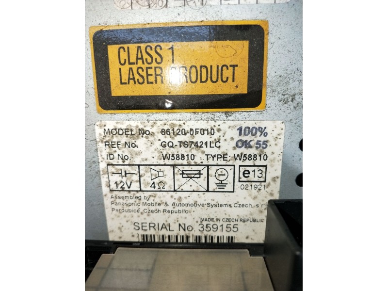 Recambio de sistema audio / radio cd para toyota corolla verso (zer_, zze12_, r1_) 2.0 d-4d (cur10_) referencia OEM IAM 861200F0