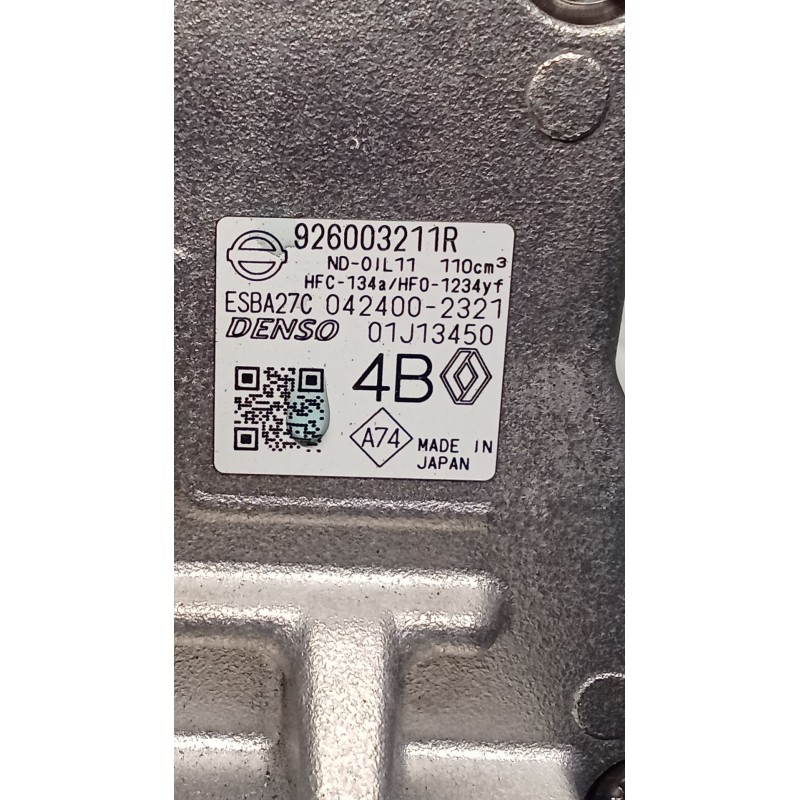 Recambio de compresor aire acondicionado para renault captur iii captur e-tech hybrid referencia OEM IAM 926003211R 0424002321 2