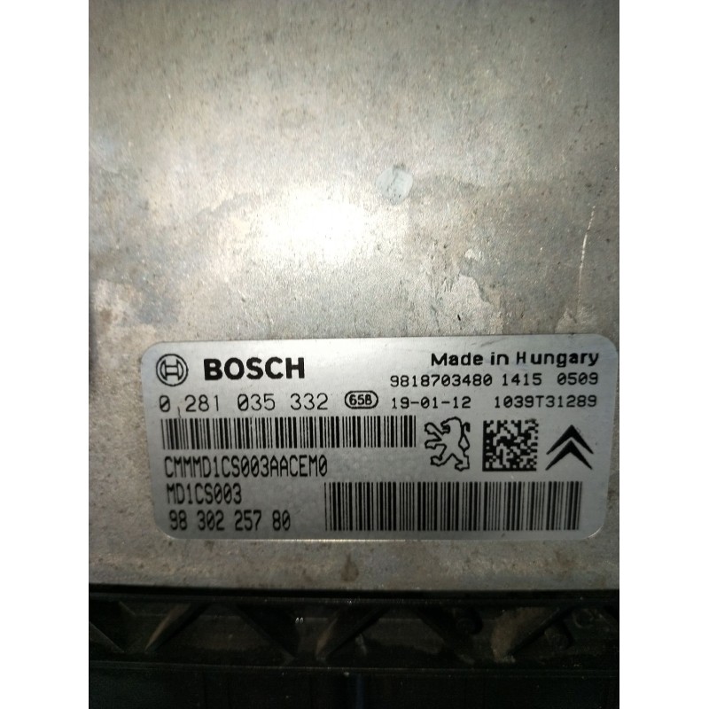 Recambio de centralita motor uce para citroën c3 aircross i (2r_, 2c_) 1.5 bluehdi 100 (2cyhyj) referencia OEM IAM 0281035332 98