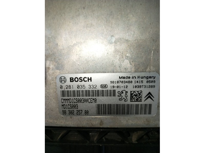 Recambio de centralita motor uce para citroën c3 aircross i (2r_, 2c_) 1.5 bluehdi 100 (2cyhyj) referencia OEM IAM 0281035332 98