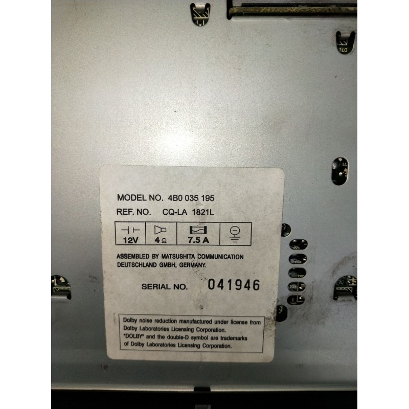 Recambio de sistema audio / radio cd para audi allroad c5 (4bh) 2.5 tdi quattro referencia OEM IAM 4B0035195 CQLA1821L 2000
