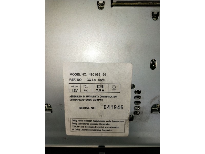 Recambio de sistema audio / radio cd para audi allroad c5 (4bh) 2.5 tdi quattro referencia OEM IAM 4B0035195 CQLA1821L 2000