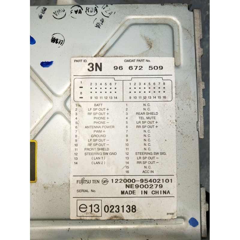 Recambio de sistema audio / radio cd para chevrolet captiva (c100, c140) 2.0 d 4wd referencia OEM IAM 96672509 12200095402101 20