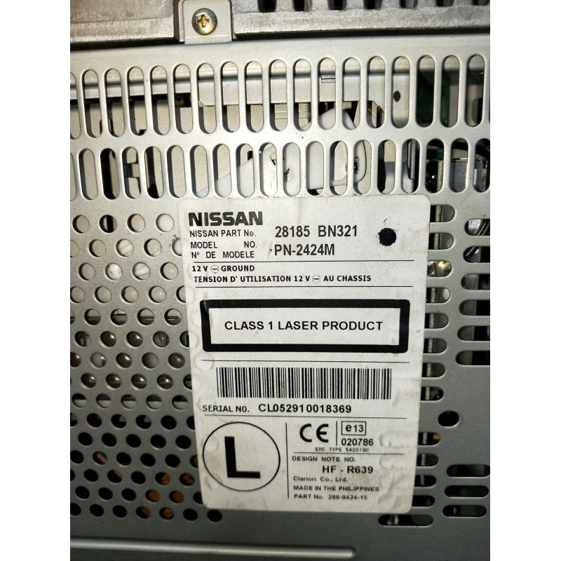 Recambio de sistema audio / radio cd para nissan almera ii hatchback (n16) 2.2 di referencia OEM IAM 28185BN321 PN2424M 2000