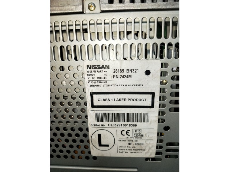 Recambio de sistema audio / radio cd para nissan almera ii hatchback (n16) 2.2 di referencia OEM IAM 28185BN321 PN2424M 2000