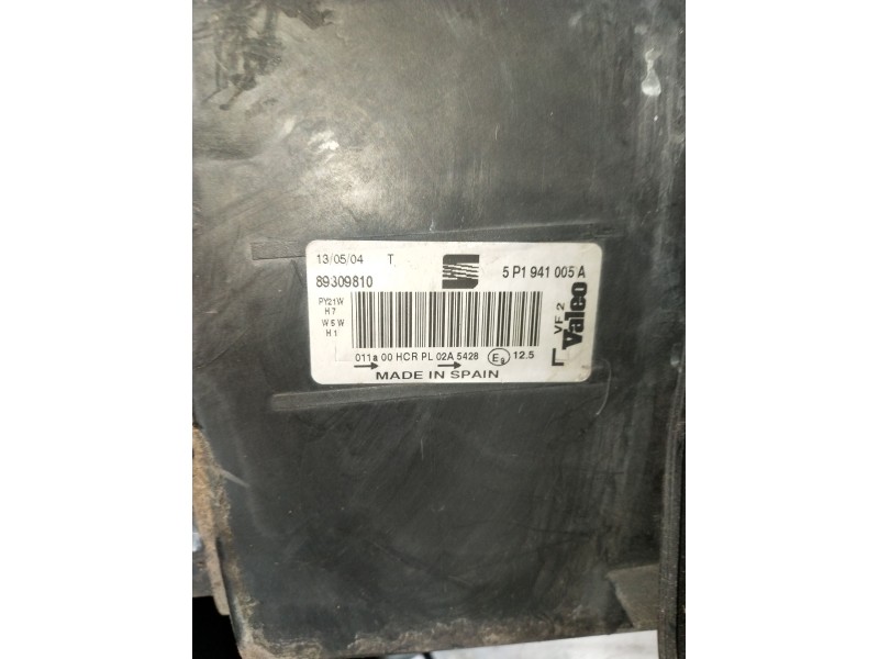 Recambio de faro izquierdo para seat altea (5p1) 1.9 tdi referencia OEM IAM 5P1941005A  2004