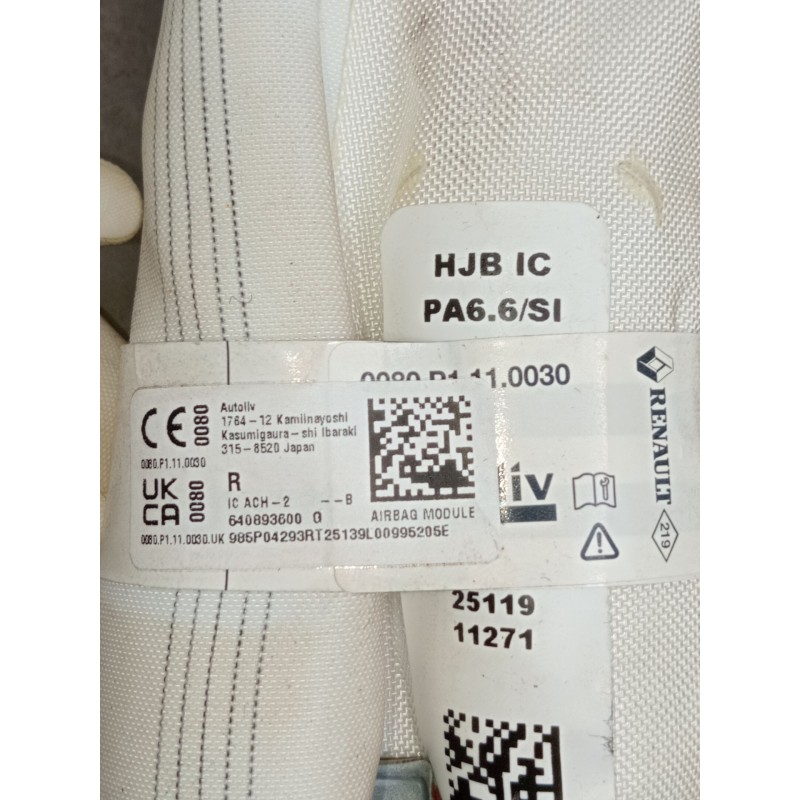 Recambio de airbag cortina delantero derecho para renault captur iii captur e-tech hybrid referencia OEM IAM 640893600  2025