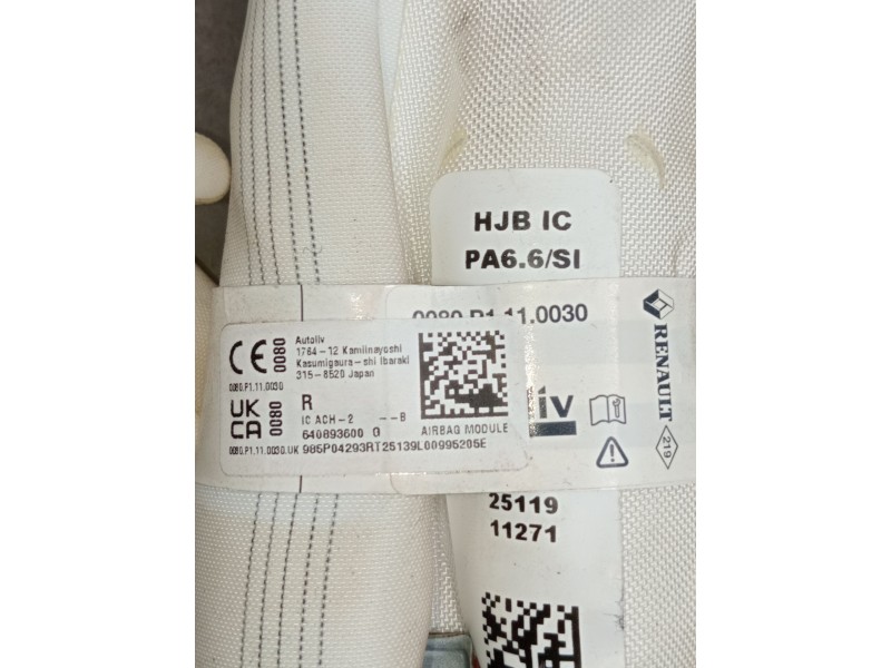 Recambio de airbag cortina delantero derecho para renault captur iii captur e-tech hybrid referencia OEM IAM 640893600  2025