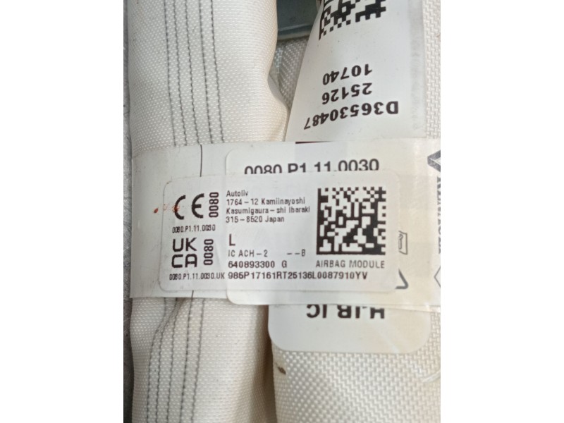 Recambio de airbag cortina delantero izquierdo para renault captur iii captur e-tech hybrid referencia OEM IAM 640893300  2025