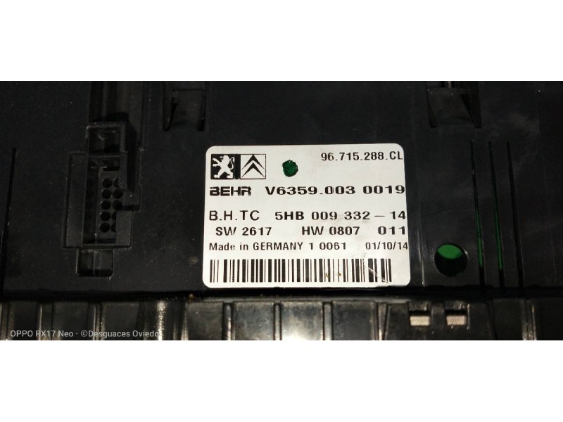 Recambio de mando calefaccion / aire acondicionado para citroen c5 berlina exclusive referencia OEM IAM 96715288CL 5HB00933214 