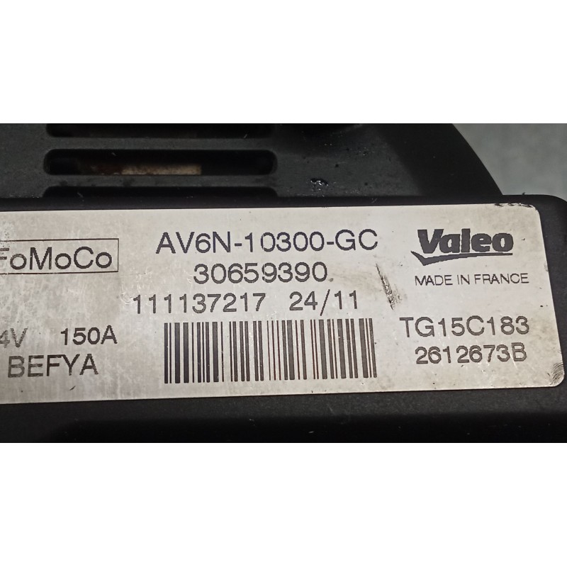 Recambio de alternador para ford focus iii turnier 1.6 tdci referencia OEM IAM AV6N10300GC 2612673B 30659390 150A 11