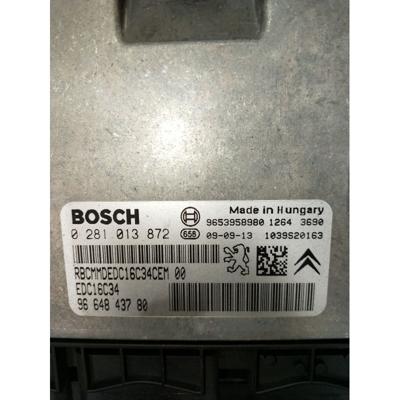 Recambio de centralita motor uce para peugeot 308 i (4a_, 4c_) 1.6 hdi referencia OEM IAM 0281013872 9664843780 1039S20163 EDC13