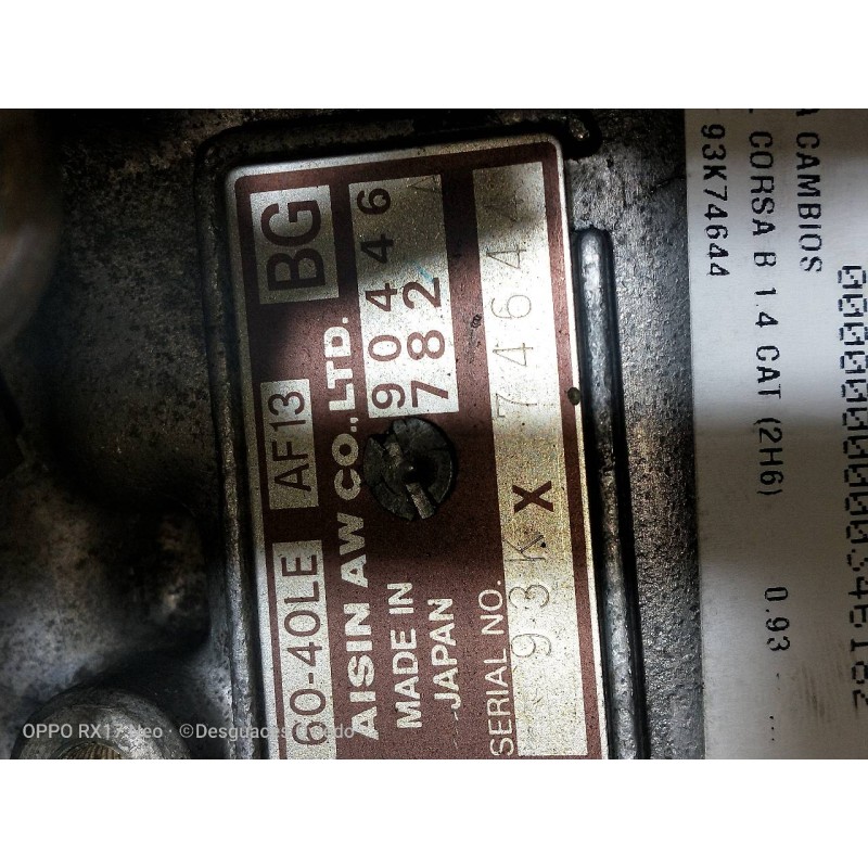 Recambio de caja cambios para opel corsa b 1.4 cat (2h6) referencia OEM IAM 93K74644 90446782A 6040LEAF13