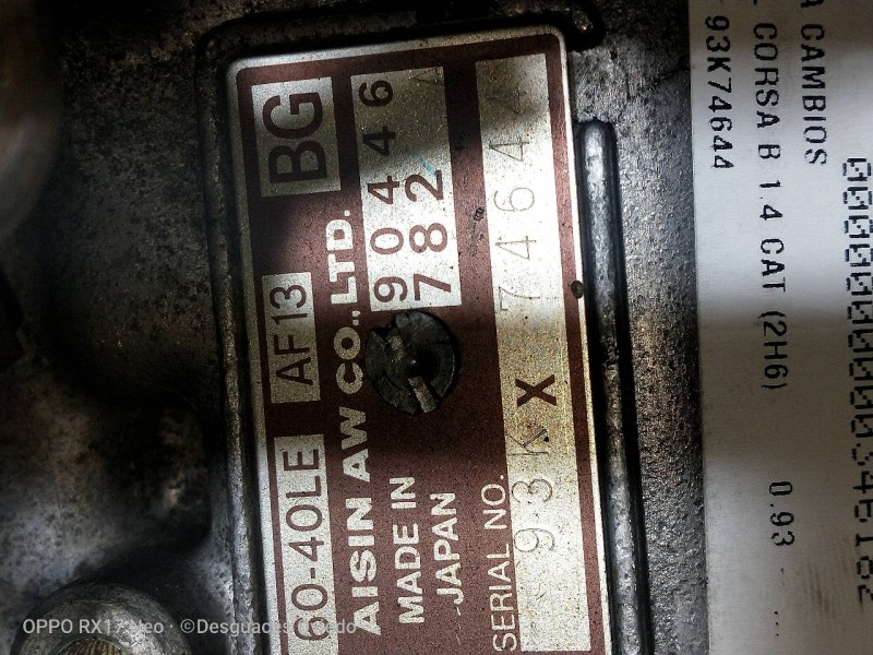 Recambio de caja cambios para opel corsa b 1.4 cat (2h6) referencia OEM IAM 93K74644 90446782A 6040LEAF13