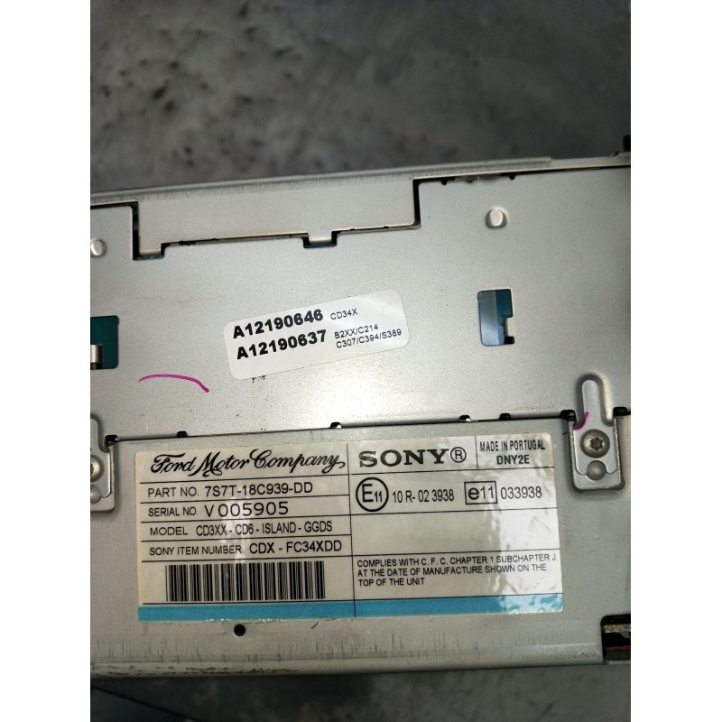 Recambio de sistema audio / radio cd para ford s-max (wa6) 1.8 tdci referencia OEM IAM 7S7T18C939DD V005905 2006