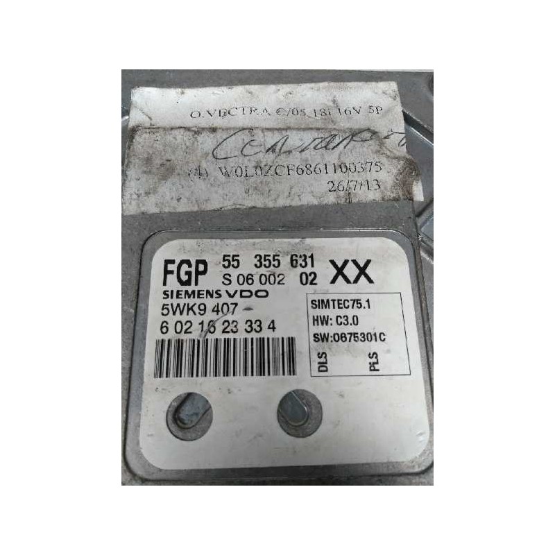 Recambio de centralita motor uce para opel vectra c berlina 1.8 16v referencia OEM IAM 5WK9407 55355631 XX S0600202