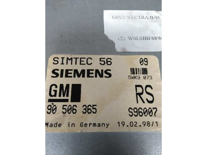 Recambio de centralita motor uce para opel vectra b berlina 1.8 16v cat referencia OEM IAM 5WK9073 90506365 S96007 RS
