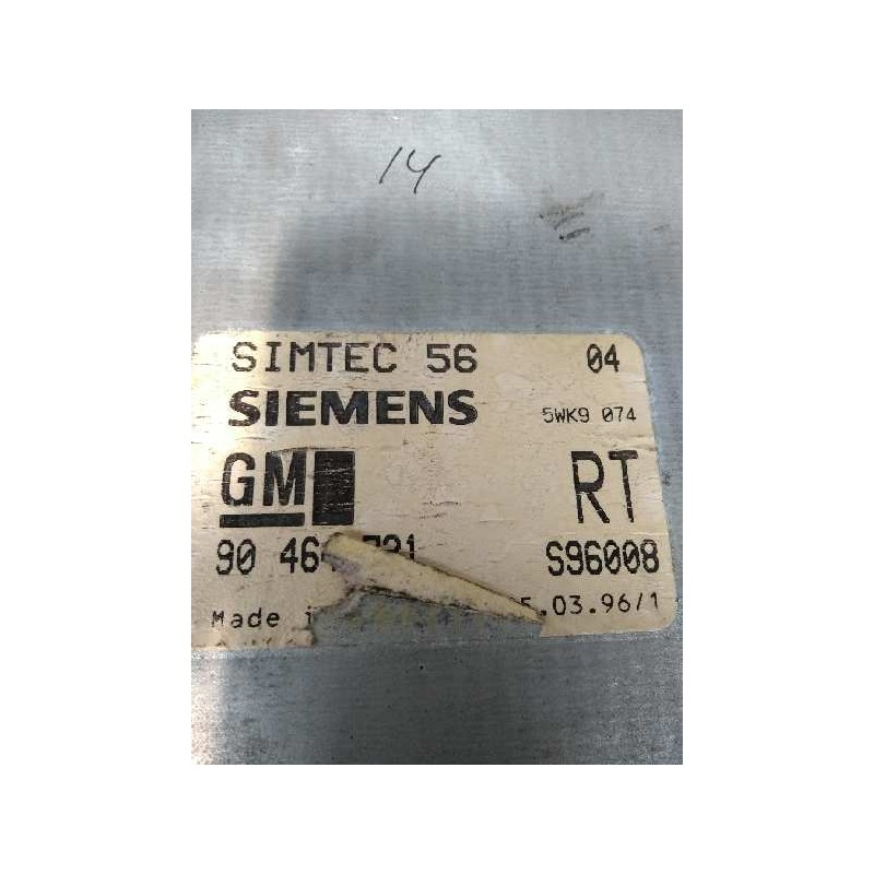 Recambio de centralita motor uce para opel vectra b berlina 2.0 16v cat (x 20 xev / l34) referencia OEM IAM 5WK9074 90464731 S96