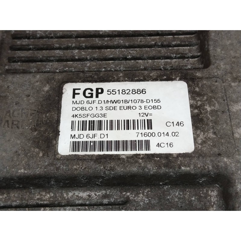 Recambio de centralita motor uce para fiat doblo (119) 1.3 16v jtd dynamic multijet referencia OEM IAM FGP55182886 MJD6JFD1 