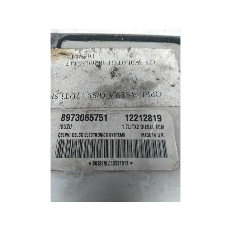 Recambio de centralita motor uce para opel astra g berlina 1.7 16v dti cat (y 17 dt / lr6) referencia OEM IAM 12212819 897306575