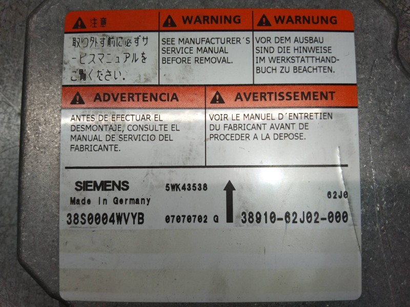 Recambio de kit airbag para suzuki swift berlina (mz) gl (3-ptas.) referencia OEM IAM 5WK43538 3891062J02000 