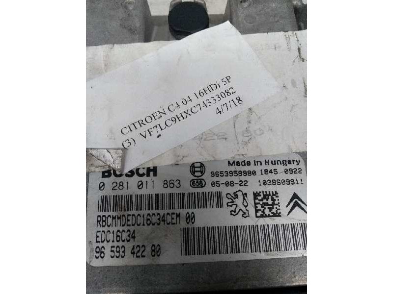 Recambio de centralita motor uce para citroen c4 berlina sx referencia OEM IAM 0281011863 9659342280 EDC16C34