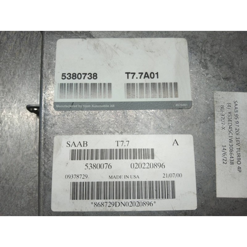 Recambio de centralita motor uce para saab 9-5 sedán 2.0 t e ecopower referencia OEM IAM T77A01 5380738 5380076