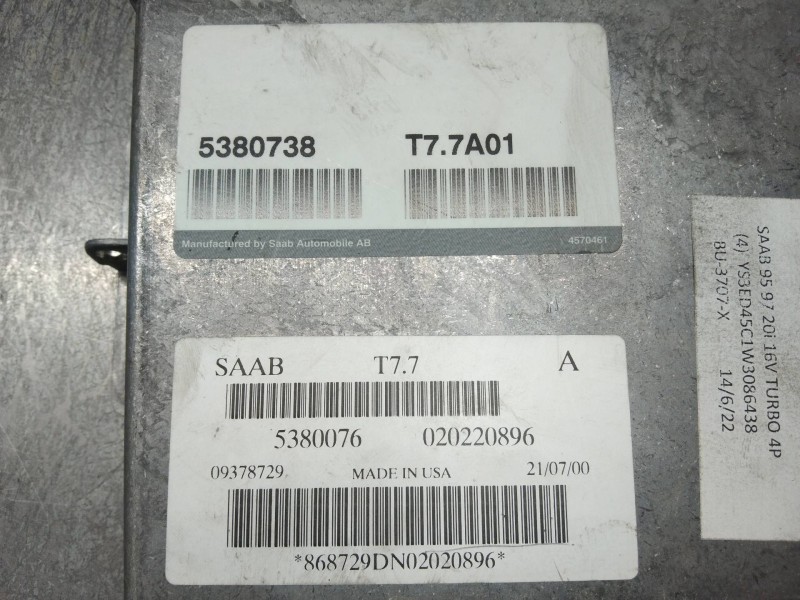 Recambio de centralita motor uce para saab 9-5 sedán 2.0 t e ecopower referencia OEM IAM T77A01 5380738 5380076