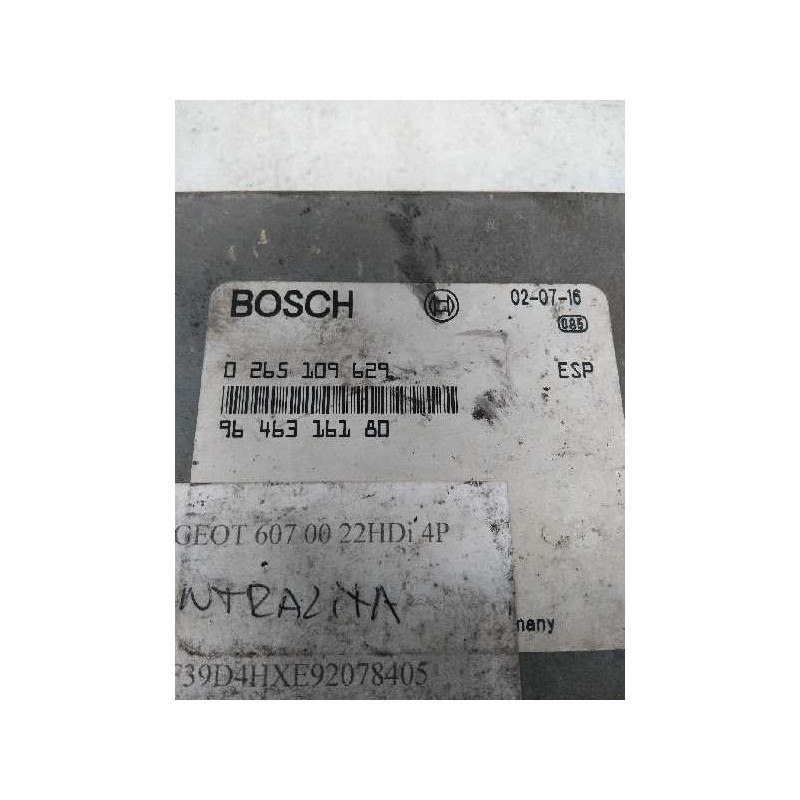 Recambio de centralita abs para peugeot 607 (s1) 2.2 hdi fap cat referencia OEM IAM 0265109629 9646316180 