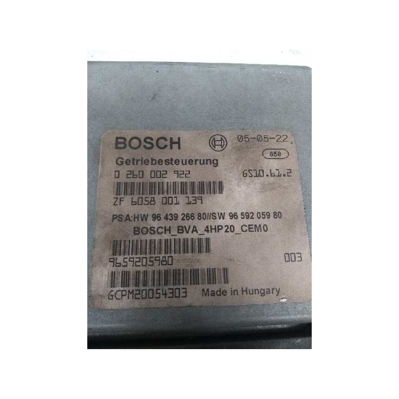 Recambio de centralita cambio automatico para peugeot 407 2.0 16v hdi fap cat (rhr / dw10bted4) referencia OEM IAM 0260002922 96