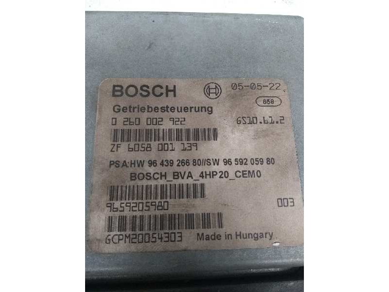 Recambio de centralita cambio automatico para peugeot 407 2.0 16v hdi fap cat (rhr / dw10bted4) referencia OEM IAM 0260002922 96