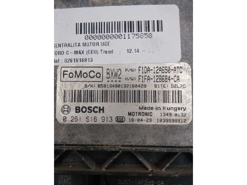 Recambio de centralita motor uce para ford c-max (ceu) trend referencia OEM IAM 0261S16913 F1DA12A650ATC F1FA12B684CA BXW2
