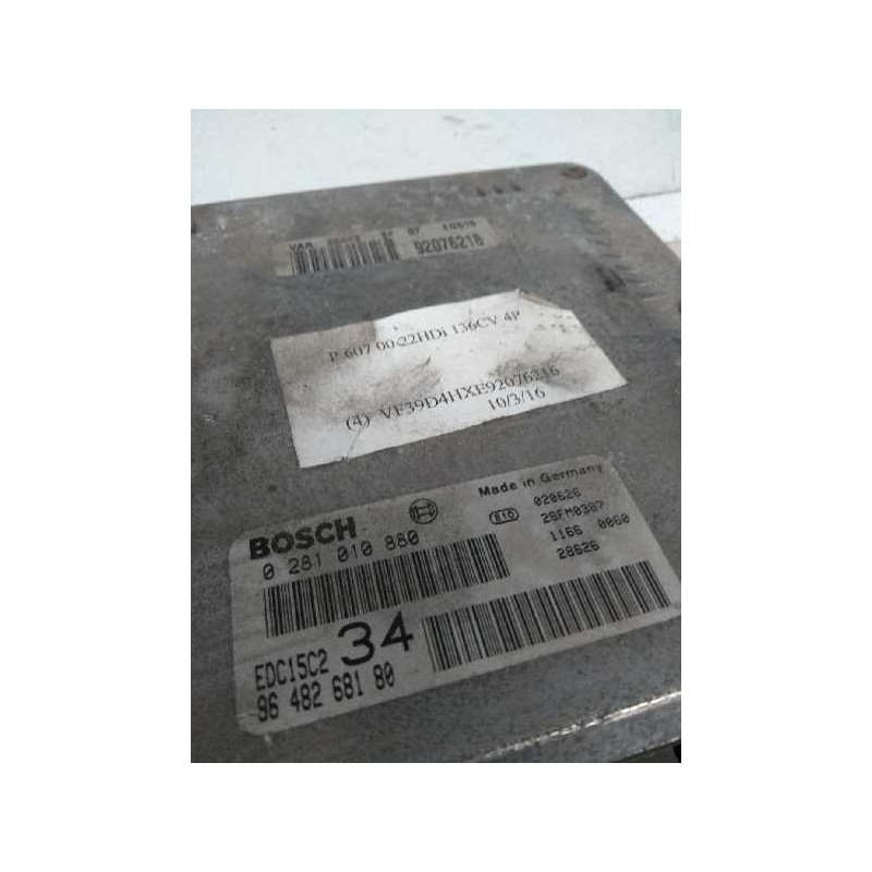 Recambio de centralita motor uce para peugeot 607 (s1) 2.2 hdi fap cat referencia OEM IAM 0281010880 9648268180 EDC15C2 34