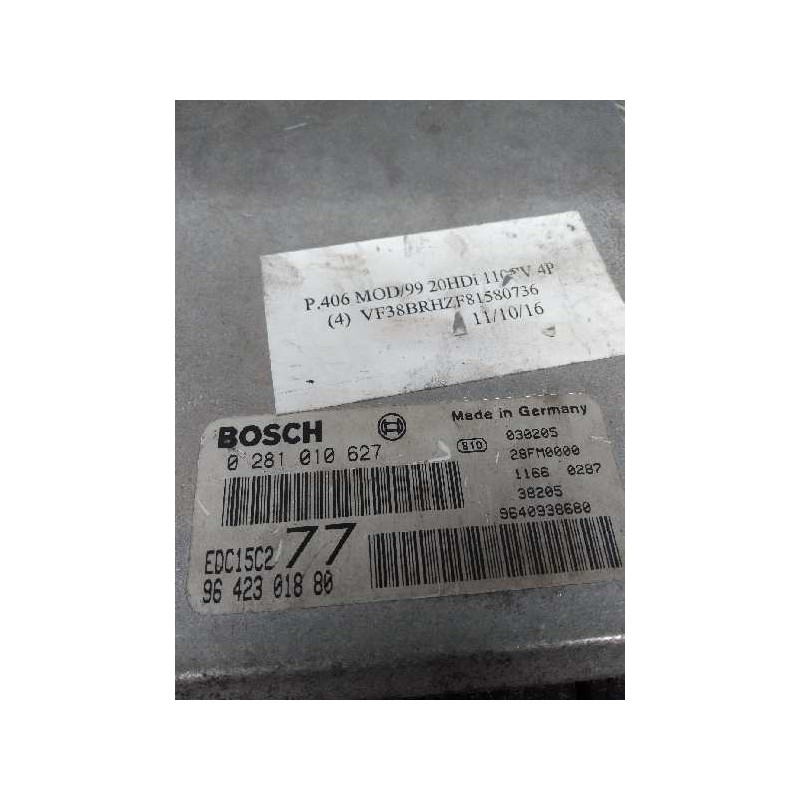 Recambio de centralita motor uce para peugeot 406 berlina (s1/s2) 2.0 hdi referencia OEM IAM 0281010627 9642301880 EDC15C2 77
