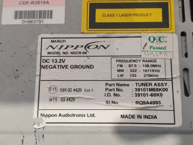 Recambio de sistema audio / radio cd para suzuki alto amf 310 ga referencia OEM IAM 39101M68K00 3910168K0 