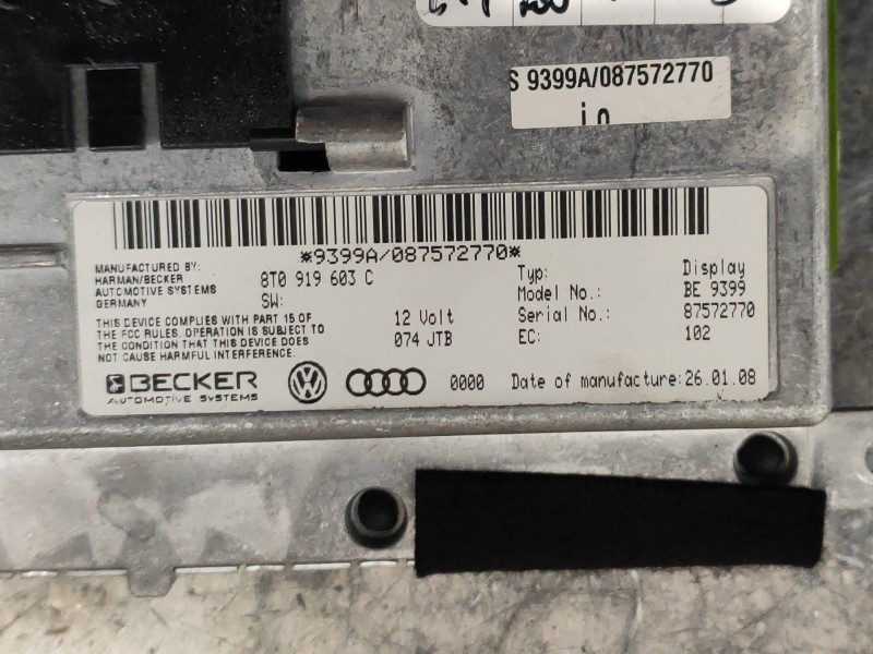 Recambio de pantalla multifuncion para audi a6 avant (4f5) 2.4 quattro referencia OEM IAM 8T0919603C BE9399 