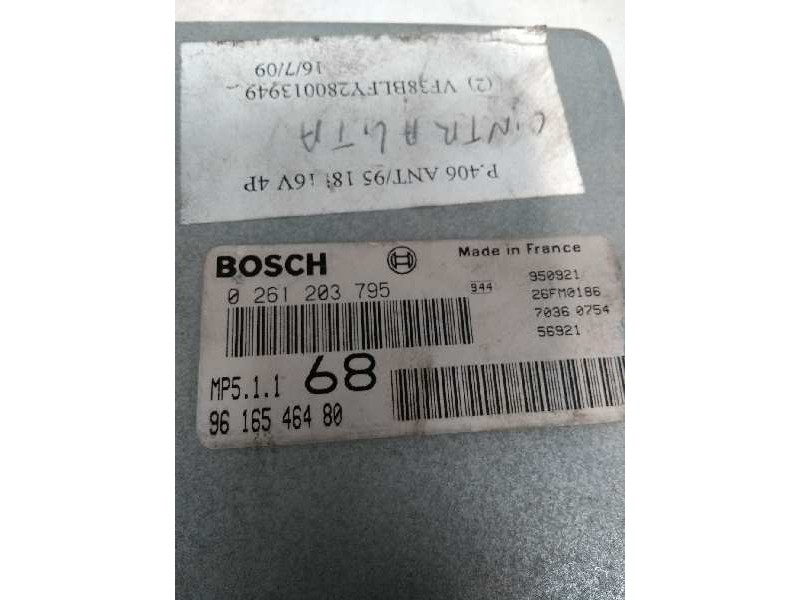Recambio de centralita motor uce para peugeot 406 berlina (s1/s2) 1.8 cat referencia OEM IAM 0261203795 9616546480 68